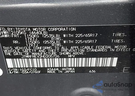 2017 Toyota Rav4 Xle z USA, uszkodzony, nr VIN JTMRFREV2HD205726